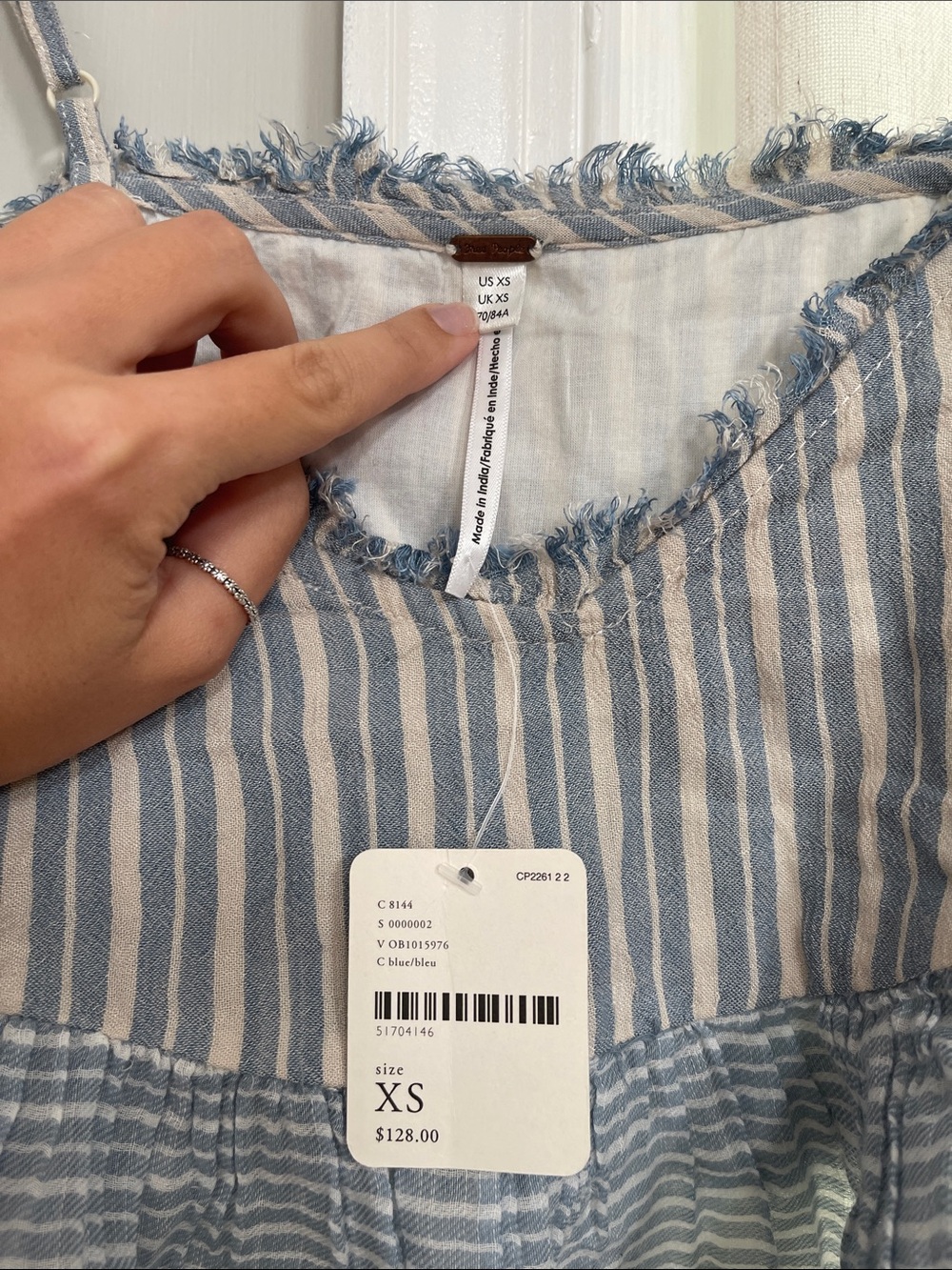 Free People Striped Ruffle Set in Light Blue and White - Picture 4 of 6